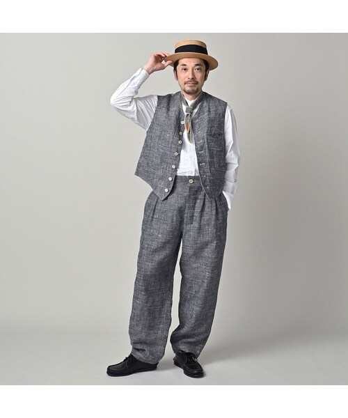 45R（フォーティファイブアール）の「綿麻ツイードの908ペグトップパンツ（インディゴ）（パンツ・レディース・73-インディゴ・01-XS/02-S/03-M/04-L）」の4枚目の写真