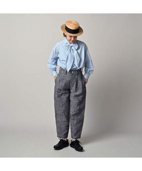 45R（フォーティファイブアール）の「綿麻ツイードの908ペグトップパンツ（インディゴ）（パンツ・レディース・73-インディゴ・01-XS/02-S/03-M/04-L）」の3枚目の写真