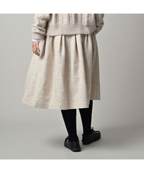 45R（フォーティファイブアール）の「綿麻ツイードのタックスカート（スカート・レディース・02-生成・02-M/03-L）」の6枚目の写真