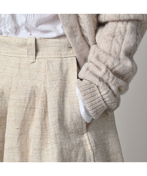 45R（フォーティファイブアール）の「綿麻ツイードのタックスカート（スカート・レディース・02-生成・02-M/03-L）」の8枚目の写真