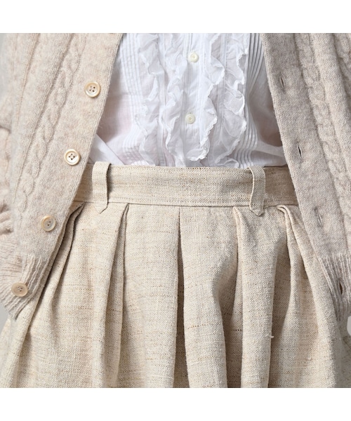 45R（フォーティファイブアール）の「綿麻ツイードのタックスカート（スカート・レディース・02-生成・02-M/03-L）」の7枚目の写真