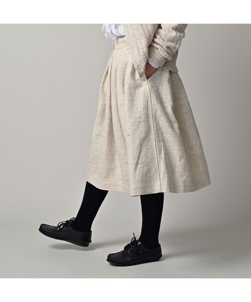 45R（フォーティファイブアール）の「綿麻ツイードのタックスカート（スカート・レディース・02-生成・02-M/03-L）」の5枚目の写真