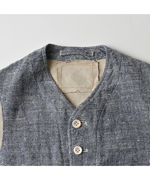 45R（フォーティファイブアール）の「綿麻ツイードの908みゆきベスト（インディゴ）（ジャケット/アウター・レディース・73-インディゴ・01-XS/02-S/03-M/04-L）」の16枚目の写真