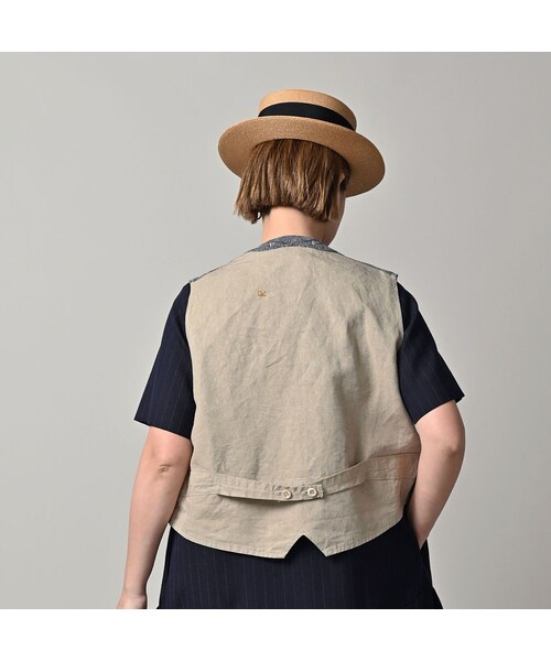 45R（フォーティファイブアール）の「綿麻ツイードの908みゆきベスト（インディゴ）（ジャケット/アウター・レディース・73-インディゴ・01-XS/02-S/03-M/04-L）」の7枚目の写真