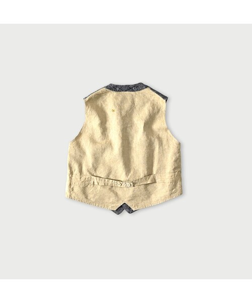 45R（フォーティファイブアール）の「綿麻ツイードの908みゆきベスト（インディゴ）（ジャケット/アウター・レディース・73-インディゴ・01-XS/02-S/03-M/04-L）」の2枚目の写真