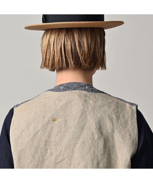 45R（フォーティファイブアール）の「綿麻ツイードの908みゆきベスト（インディゴ）（ジャケット/アウター・レディース・73-インディゴ・01-XS/02-S/03-M/04-L）」の13枚目の写真