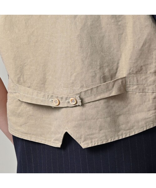 45R（フォーティファイブアール）の「綿麻ツイードの908みゆきベスト（インディゴ）（ジャケット/アウター・レディース・73-インディゴ・01-XS/02-S/03-M/04-L）」の15枚目の写真