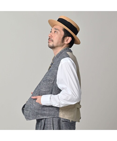 45R（フォーティファイブアール）の「綿麻ツイードの908みゆきベスト（インディゴ）（ジャケット/アウター・レディース・73-インディゴ・01-XS/02-S/03-M/04-L）」の9枚目の写真