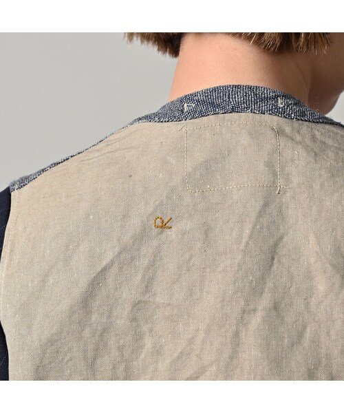 45R（フォーティファイブアール）の「綿麻ツイードの908みゆきベスト（インディゴ）（ジャケット/アウター・レディース・73-インディゴ・01-XS/02-S/03-M/04-L）」の14枚目の写真