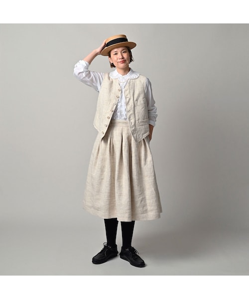 45R（フォーティファイブアール）の「綿麻ツイードの908みゆきベスト（ジャケット/アウター・レディース・02-生成・01-XS/02-S/03-M/04-L）」の3枚目の写真