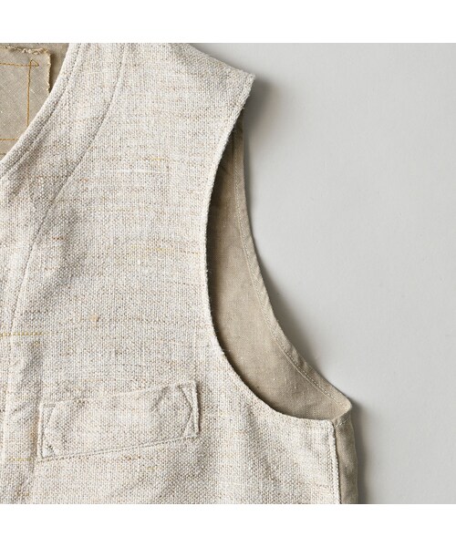 45R（フォーティファイブアール）の「綿麻ツイードの908みゆきベスト（ジャケット/アウター・レディース・02-生成・01-XS/02-S/03-M/04-L）」の16枚目の写真