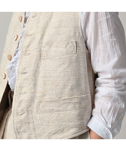 45R（フォーティファイブアール）の「綿麻ツイードの908みゆきベスト（ジャケット/アウター・レディース・02-生成・01-XS/02-S/03-M/04-L）」の12枚目の写真