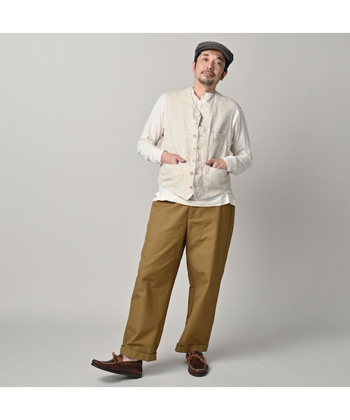 45R（フォーティファイブアール）の「綿麻ツイードの908みゆきベスト（ジャケット/アウター・レディース・02-生成・01-XS/02-S/03-M/04-L）」の4枚目の写真