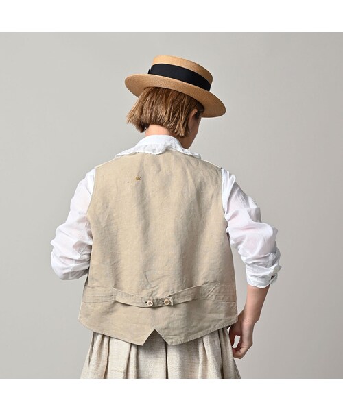 45R（フォーティファイブアール）の「綿麻ツイードの908みゆきベスト（ジャケット/アウター・レディース・02-生成・01-XS/02-S/03-M/04-L）」の7枚目の写真