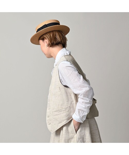 45R（フォーティファイブアール）の「綿麻ツイードの908みゆきベスト（ジャケット/アウター・レディース・02-生成・01-XS/02-S/03-M/04-L）」の6枚目の写真