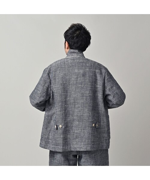 45R（フォーティファイブアール）の「綿麻ツイードの908ジャカーデ（インディゴ）（ジャケット/アウター・レディース・73-インディゴ・01-XS/02-S/03-M/04-L）」の10枚目の写真