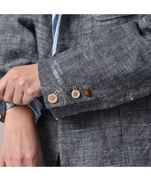 45R（フォーティファイブアール）の「綿麻ツイードの908ジャカーデ（インディゴ）（ジャケット/アウター・レディース・73-インディゴ・01-XS/02-S/03-M/04-L）」の16枚目の写真