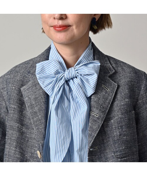 45R（フォーティファイブアール）の「綿麻ツイードの908ジャカーデ（インディゴ）（ジャケット/アウター・レディース・73-インディゴ・01-XS/02-S/03-M/04-L）」の12枚目の写真