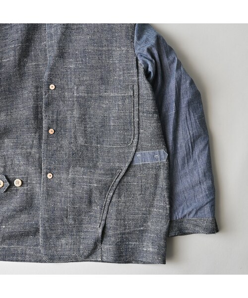 45R（フォーティファイブアール）の「綿麻ツイードの908ジャカーデ（インディゴ）（ジャケット/アウター・レディース・73-インディゴ・01-XS/02-S/03-M/04-L）」の21枚目の写真
