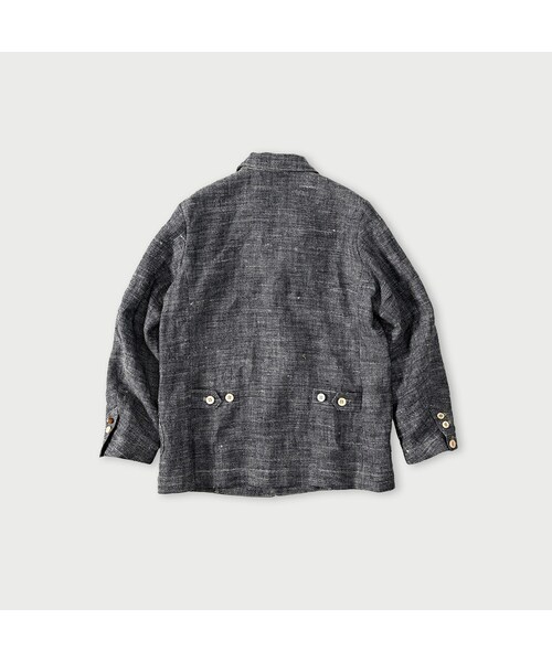 45R（フォーティファイブアール）の「綿麻ツイードの908ジャカーデ（インディゴ）（ジャケット/アウター・レディース・73-インディゴ・01-XS/02-S/03-M/04-L）」の2枚目の写真