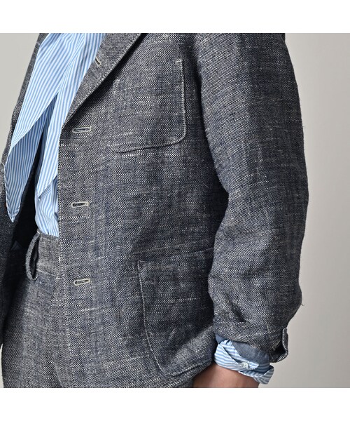45R（フォーティファイブアール）の「綿麻ツイードの908ジャカーデ（インディゴ）（ジャケット/アウター・レディース・73-インディゴ・01-XS/02-S/03-M/04-L）」の13枚目の写真