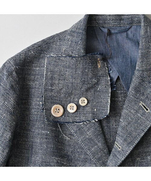 45R（フォーティファイブアール）の「綿麻ツイードの908ジャカーデ（インディゴ）（ジャケット/アウター・レディース・73-インディゴ・01-XS/02-S/03-M/04-L）」の22枚目の写真