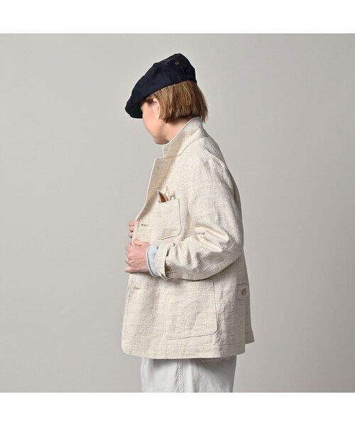 45R（フォーティファイブアール）の「綿麻ツイードの908ジャカーデ（ジャケット/アウター・レディース・02-生成・01-XS/02-S/03-M/04-L）」の6枚目の写真