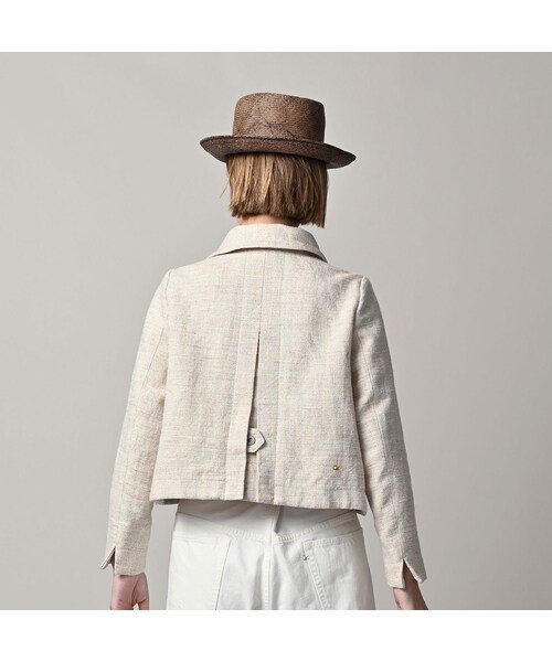 45R（フォーティファイブアール）の「綿麻ツイードのアニーミニジャケット（ジャケット/アウター・レディース・02-生成・02-M/03-L）」の6枚目の写真