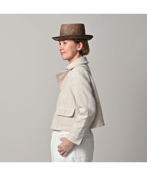 45R（フォーティファイブアール）の「綿麻ツイードのアニーミニジャケット（ジャケット/アウター・レディース・02-生成・02-M/03-L）」の5枚目の写真