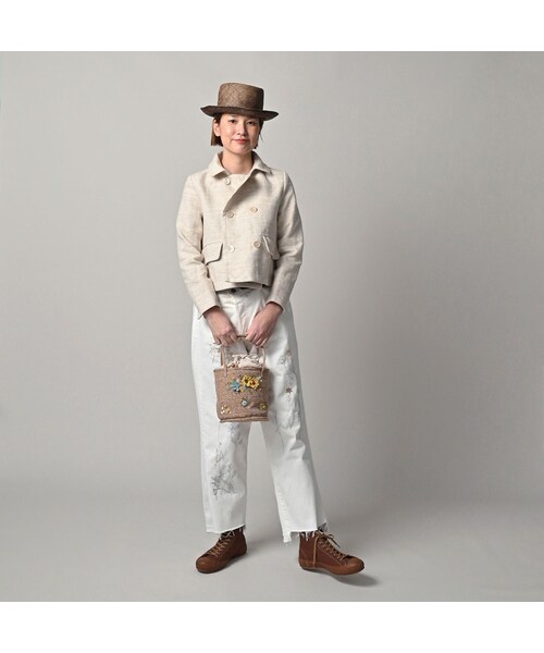 45R（フォーティファイブアール）の「綿麻ツイードのアニーミニジャケット（ジャケット/アウター・レディース・02-生成・02-M/03-L）」の3枚目の写真