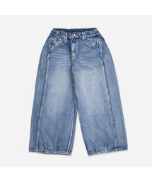 SIDE PANEL DENIM BALLOON PANTS - WASHED BLUE