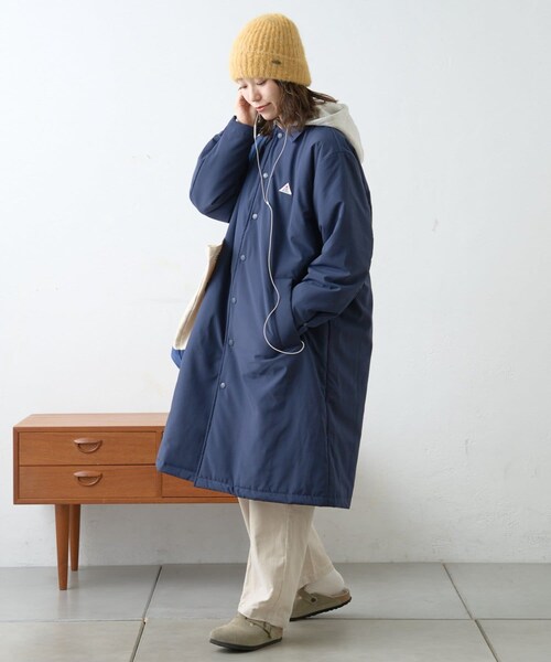 CIAOPANIC TYPY（チャオパニックティピー）の「【GEVACO】中綿ステンカラーロングコート（ステンカラーコート・レディース・カーキ/ネイビー/ブルー・L/ONE）」の2枚目の写真