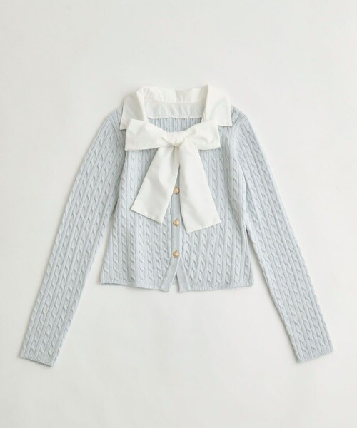 OLIVE des OLIVE(オリーブデオリーブ)の「ケーブルボウタイニット(ニット/セーター・レディース・ネイビー/トップグレー/ブラック/サックスブルー・FREE)」の4枚目の写真