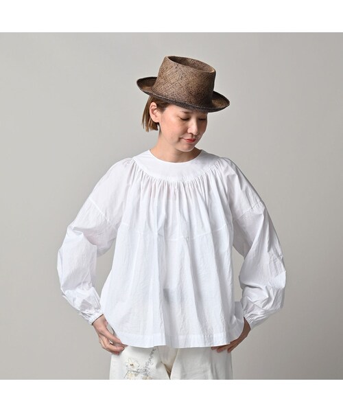 45R（フォーティファイブアール）の「スーピマバチストのタックギャザーブラウス（その他・レディース・02-シロ・00-フリー）」の4枚目の写真