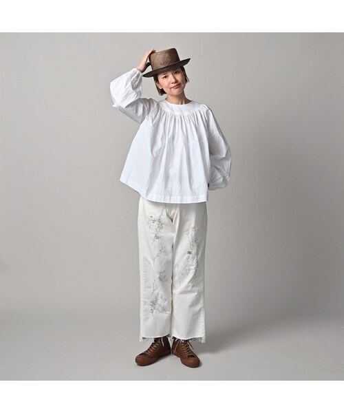 45R（フォーティファイブアール）の「スーピマバチストのタックギャザーブラウス（その他・レディース・02-シロ・00-フリー）」の3枚目の写真