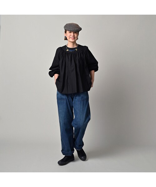 45R（フォーティファイブアール）の「スーピマバチストのタックギャザーブラウス（その他・レディース・92-クロ・00-フリー）」の3枚目の写真