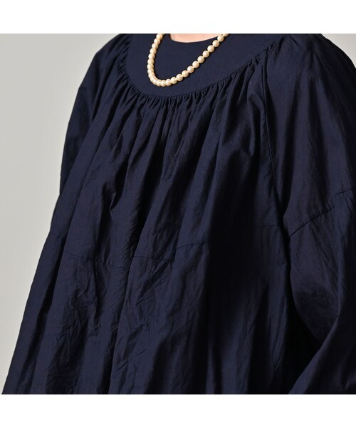 45R（フォーティファイブアール）の「スーピマバチストのタックギャザーブラウス（インディゴ）（その他・レディース・73-インディゴ・00-フリー）」の8枚目の写真