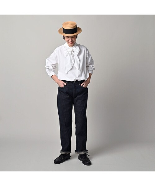 45R（フォーティファイブアール）の「再び6.5墨藍の空比古比女（濃）（パンツ・レディース・77-墨藍 股下75cm/78-墨藍 股下80cm・02-28インチ/04-30インチ/06-32インチ/08-34インチ/09-36インチ）」の4枚目の写真