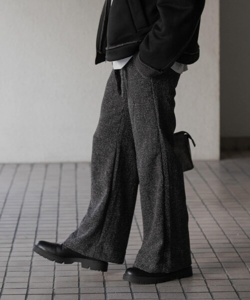 SENSE OF PLACE by URBAN RESEARCH（センスオブプレイスバイアーバンリサーチ）の「『わたべ×SOP』『セットアップ対応』ツイードワイドフレアパンツ（その他パンツ・メンズ・BLK×WHT/BLACK・M/L）」の11枚目の写真