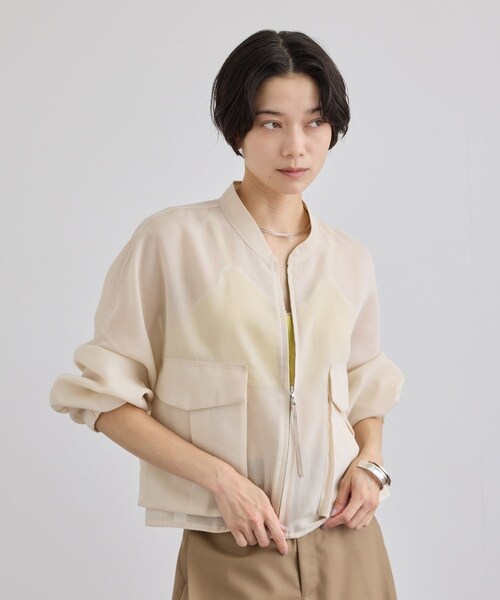 ADAM ET ROPE'(アダムエロペ)の「シアーツイルジップブルゾン(ブルゾン・レディース・キナリ/ブラウン・F)」の5枚目の写真