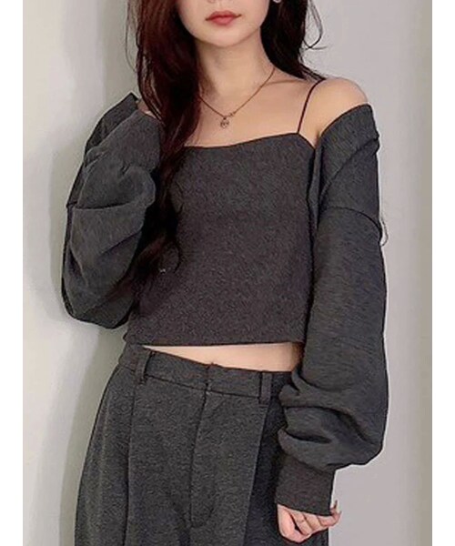 MERCURYDUO（マーキュリーデュオ）の「【WEB限定】裏毛キャミアンサンブル（その他トップス・レディース・ライトグレー/チャコールグレー・F）」の6枚目の写真
