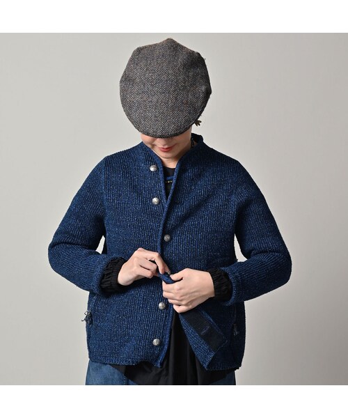 45R（フォーティファイブアール）の「インディゴ玉手箱のボレロ（トップス・レディース・73-ダッシュインディゴミックス(淡)/75-R45インディゴミックス/93-影色ミックス・02-M/03-L）」の13枚目の写真