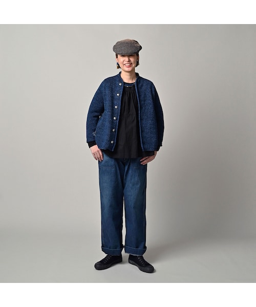 45R（フォーティファイブアール）の「インディゴ玉手箱のボレロ（トップス・レディース・73-ダッシュインディゴミックス(淡)/75-R45インディゴミックス/93-影色ミックス・02-M/03-L）」の5枚目の写真