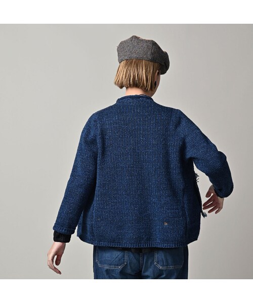 45R（フォーティファイブアール）の「インディゴ玉手箱のボレロ（トップス・レディース・73-ダッシュインディゴミックス(淡)/75-R45インディゴミックス/93-影色ミックス・02-M/03-L）」の8枚目の写真