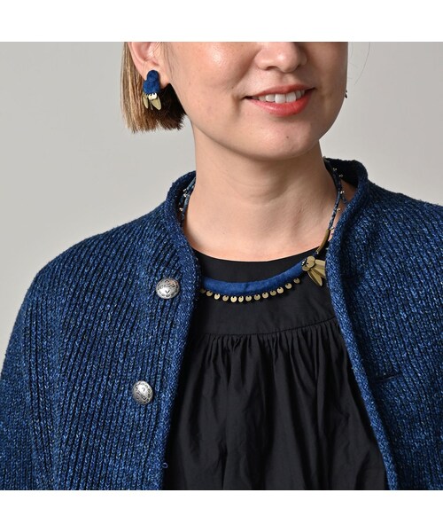 45R（フォーティファイブアール）の「インディゴ玉手箱のボレロ（トップス・レディース・73-ダッシュインディゴミックス(淡)/75-R45インディゴミックス/93-影色ミックス・02-M/03-L）」の9枚目の写真