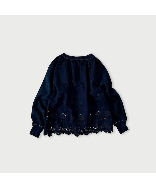 45R（フォーティファイブアール）の「裏毛×カットワークのスウェット（インディゴ）（トップス・レディース・73-インディゴ・00-フリー）」の2枚目の写真