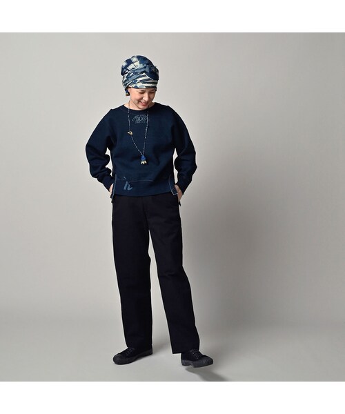 45R（フォーティファイブアール）の「裏毛×カットワークのスウェット（インディゴ）（トップス・レディース・73-インディゴ・00-フリー）」の3枚目の写真