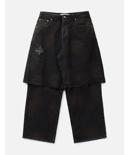 Layered Black Denim Trousers