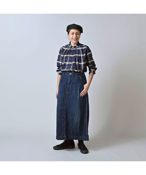 45R（フォーティファイブアール）の「ワークインディゴのペインタースカート（重）（スカート・レディース・75-インディゴ 重・02-M/03-L）」の3枚目の写真