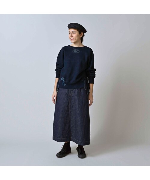 45R（フォーティファイブアール）の「ワークインディゴのペインタースカート（スカート・レディース・73-インディゴ・02-M/03-L/04-XL）」の3枚目の写真